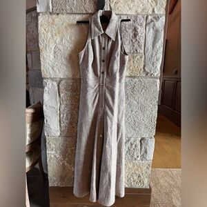 Ramy Brook Taupe Button-Front Sleeveless Maxi Dress